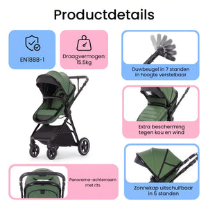 Movebaby™ 3-in-1 Kinderwagen Set met ISOFIX Base – Vanaf Geboorte Movebaby