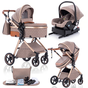 Movebaby™ 3 in 1 Kinderwagen met Autostoel & ISOFIX Base Movebaby