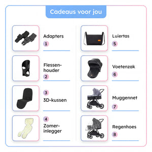Movebaby™ 3 in 1 Kinderwagen met Autostoel | Luxe Opvouwbare Kinderwagen vanaf Geboorte | Lichtgewicht Aluminium Frame Movebaby