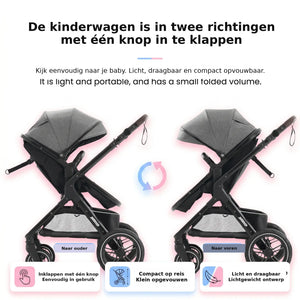 Movebaby™ Luxe 3-in-1 Kinderwagen – Compleet met Accessoires | Verstelbaar, Inklapbaar & Geschikt vanaf Geboorte Movebaby