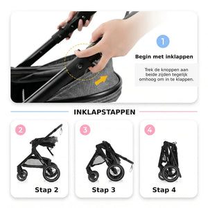 Movebaby™ Luxe 3-in-1 Kinderwagen – Compleet met Accessoires | Verstelbaar, Inklapbaar & Geschikt vanaf Geboorte Movebaby