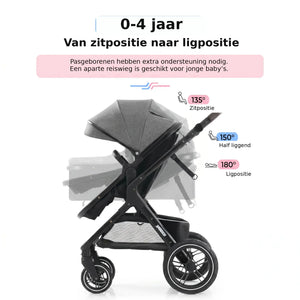 Movebaby™ Luxe 3-in-1 Kinderwagen – Compleet met Accessoires | Verstelbaar, Inklapbaar & Geschikt vanaf Geboorte Movebaby
