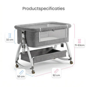 Movebaby™ Luxe Baby Wieg – Aluminium Frame & Zachte Velours Bekleding | 0-36 Maanden Movebaby
