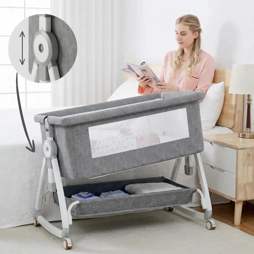 Luxe Baby Wieg – Verstelbaar & Comfortabel | Geschikt voor 0-36 Maanden | Aluminium Frame & Zachte Bekleding Movebaby