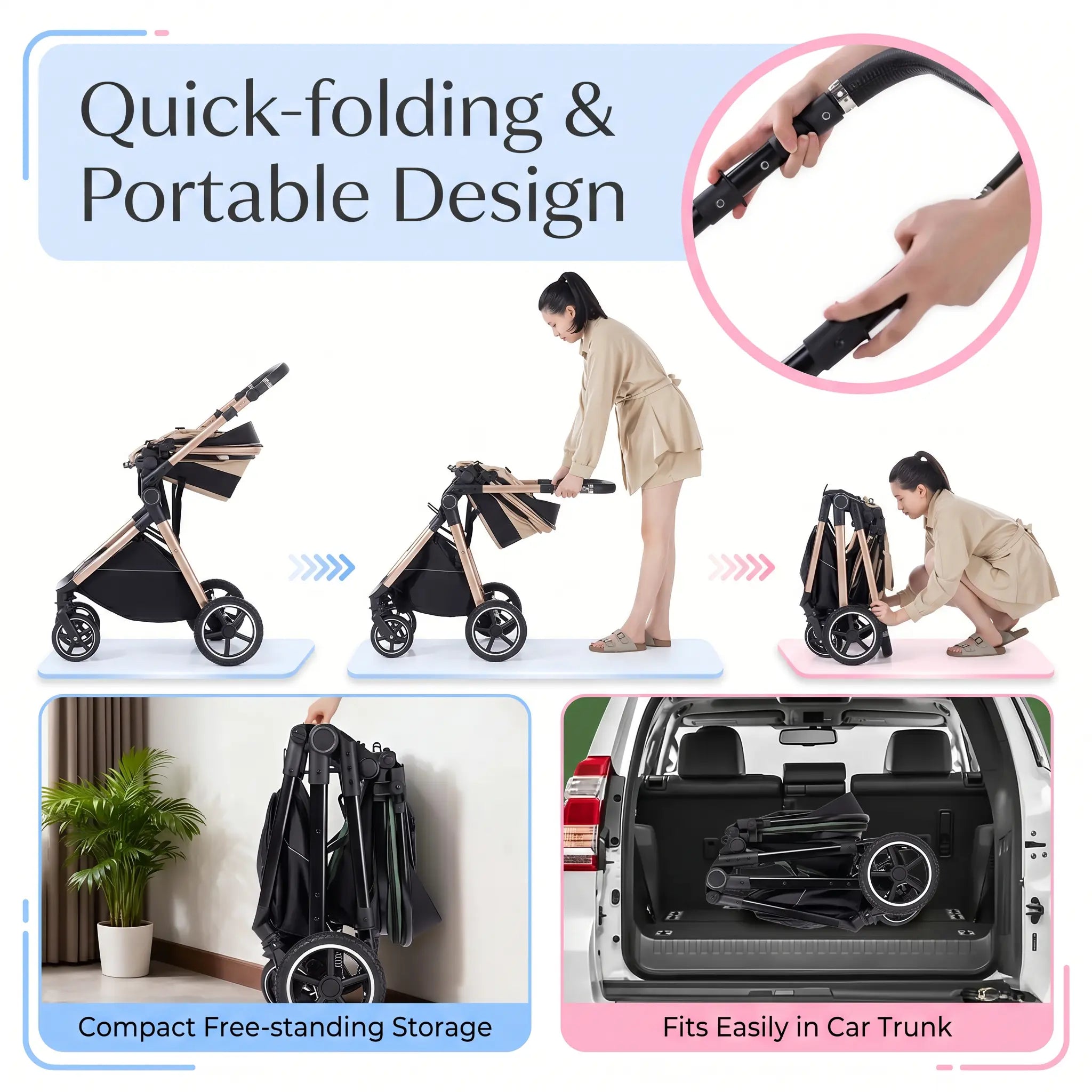 Movebaby™ 3-in-1 Kinderwagen Set met ISOFIX Base – Vanaf Geboorte Movebaby