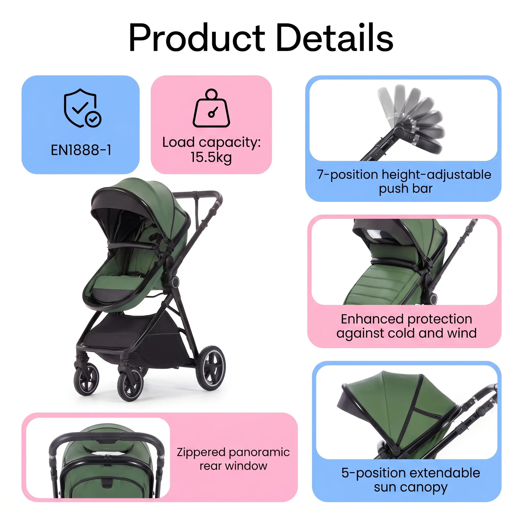 Movebaby™ 3-in-1 Kinderwagen Set met ISOFIX Base – Vanaf Geboorte Movebaby