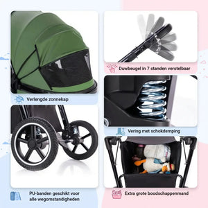 Movebaby™ 3-in-1 Kinderwagen Set met ISOFIX Base – Vanaf Geboorte Movebaby