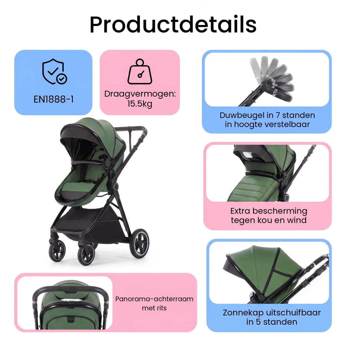 Movebaby™ 3-in-1 Kinderwagen Set met ISOFIX Base – Vanaf Geboorte Movebaby