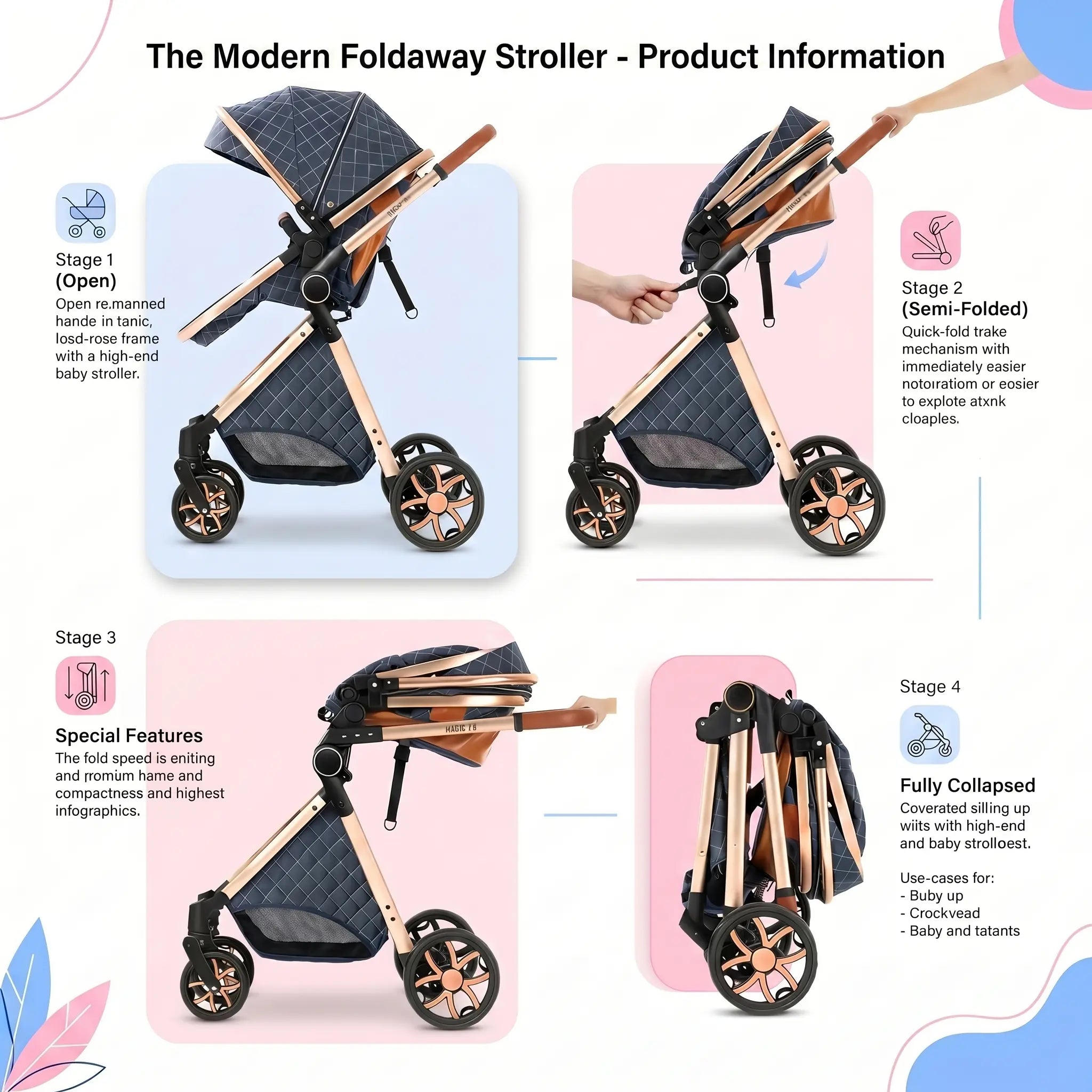 Movebaby™ 3-in-1 Kinderwagen – Lichtgewicht & Opvouwbaar | Geschikt vanaf Geboorte Movebaby