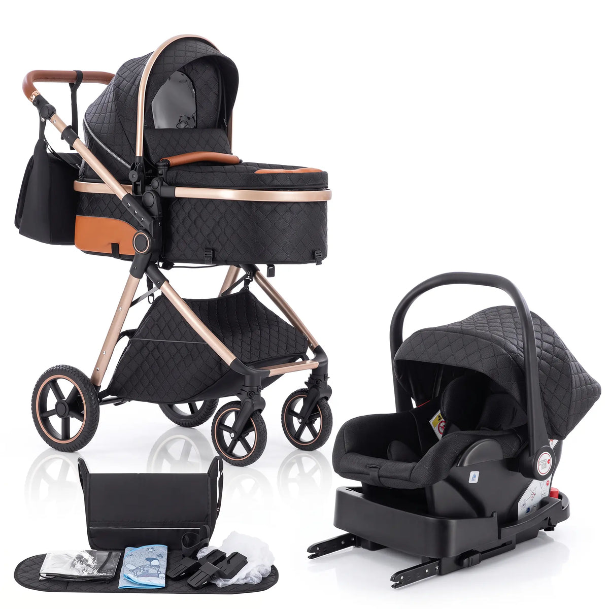 Movebaby™ 3 in 1 Kinderwagen met Autostoel & ISOFIX Base Movebaby