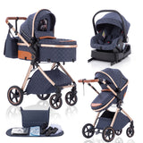 Movebaby™ 3 in 1 Kinderwagen met Autostoel & ISOFIX Base Movebaby