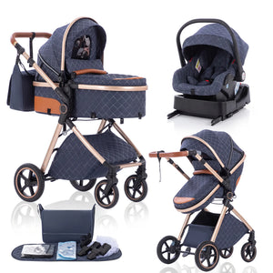 Movebaby™ 3 in 1 Kinderwagen met Autostoel & ISOFIX Base Movebaby