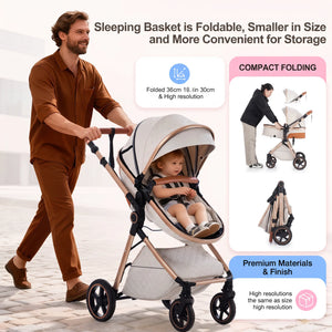 Movebaby™ 3 in 1 Kinderwagen met Autostoel & ISOFIX Base Movebaby