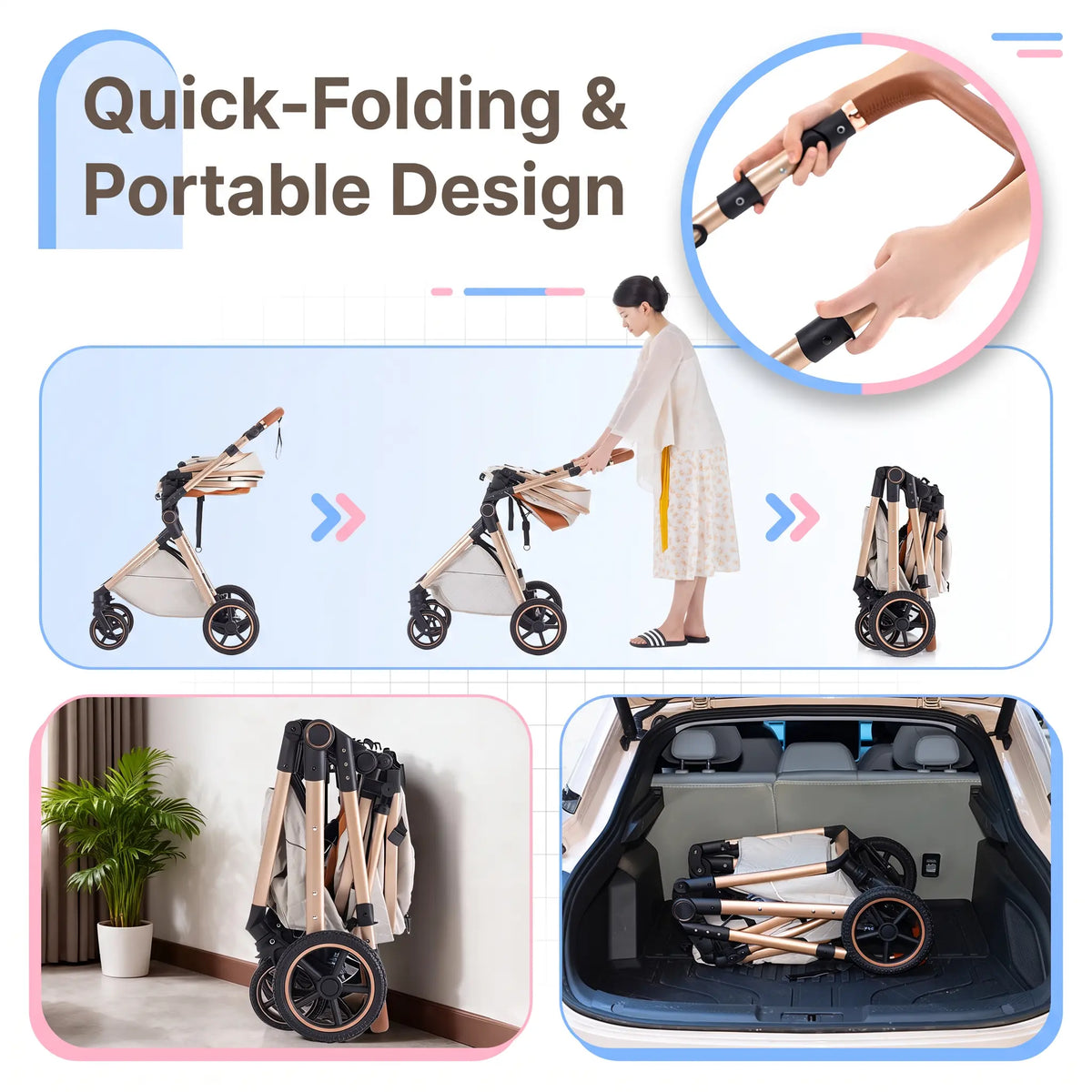 Compact opvouwbare Movebaby kinderwagen