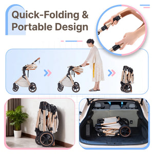 Movebaby™ 3 in 1 Kinderwagen met Autostoel & ISOFIX Base Movebaby