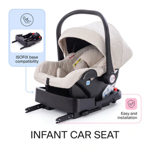 Movebaby™ 3 in 1 Kinderwagen met Autostoel & ISOFIX Base Movebaby