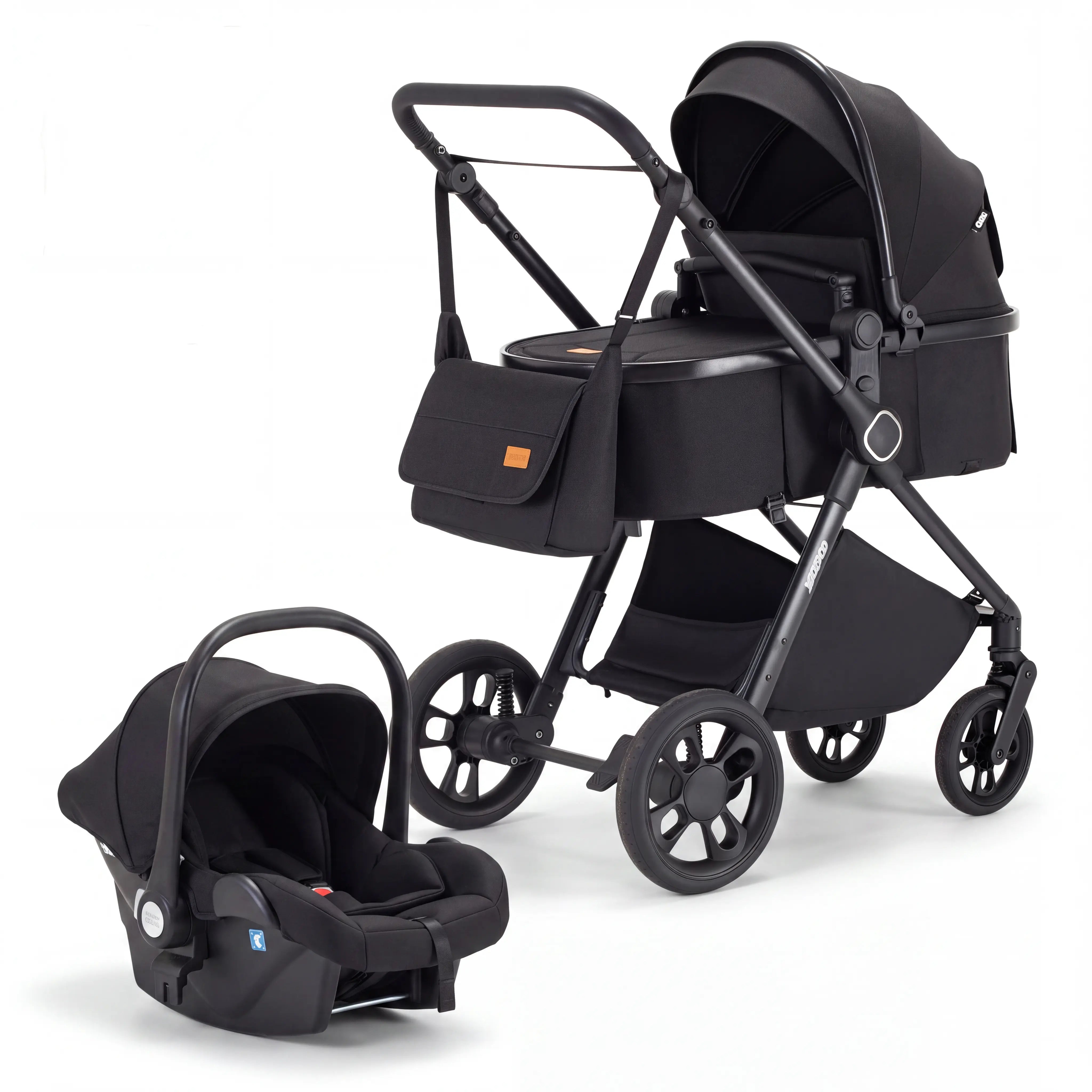 Movebaby™ 3 in 1 Kinderwagen met Autostoel | Luxe Opvouwbare Kinderwagen vanaf Geboorte | Lichtgewicht Aluminium Frame Movebaby