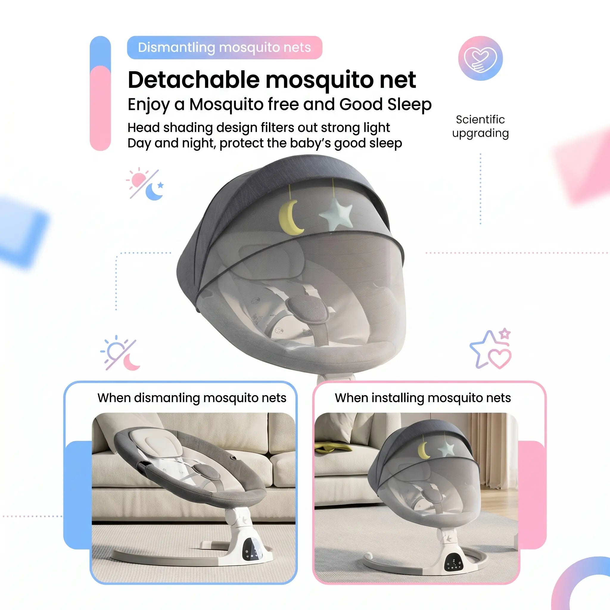 Movebaby™ Elektrische Baby Schommelstoel met Afstandsbediening – Vanaf Geboorte tot 15 KG Movebaby