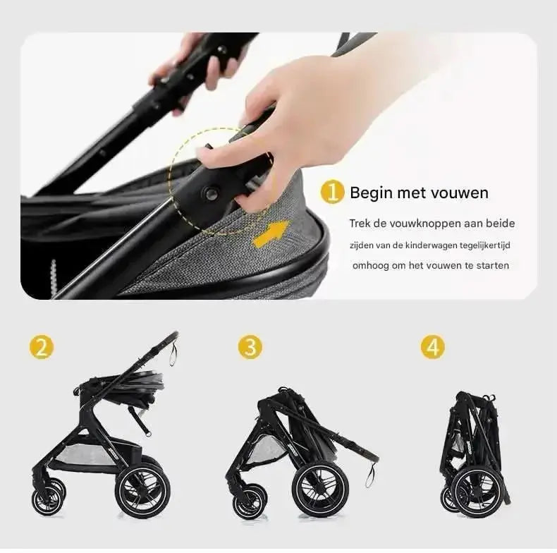 Movebaby™ Luxe 3-in-1 Kinderwagen – Compleet met Accessoires | Verstelbaar, Inklapbaar &amp; Geschikt vanaf Geboorte Movebaby