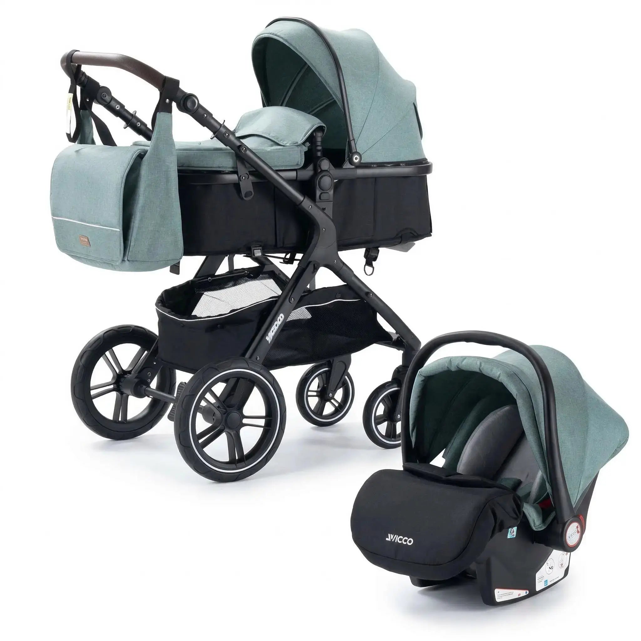 Movebaby™ Luxe 3-in-1 Kinderwagen – Compleet met 9 Accessoires | Verstelbaar, Inklapbaar & Geschikt vanaf Geboorte Movebaby