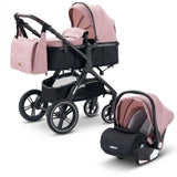 Movebaby™ Luxe 3-in-1 Kinderwagen – Compleet met 9 Accessoires | Verstelbaar, Inklapbaar & Geschikt vanaf Geboorte Movebaby