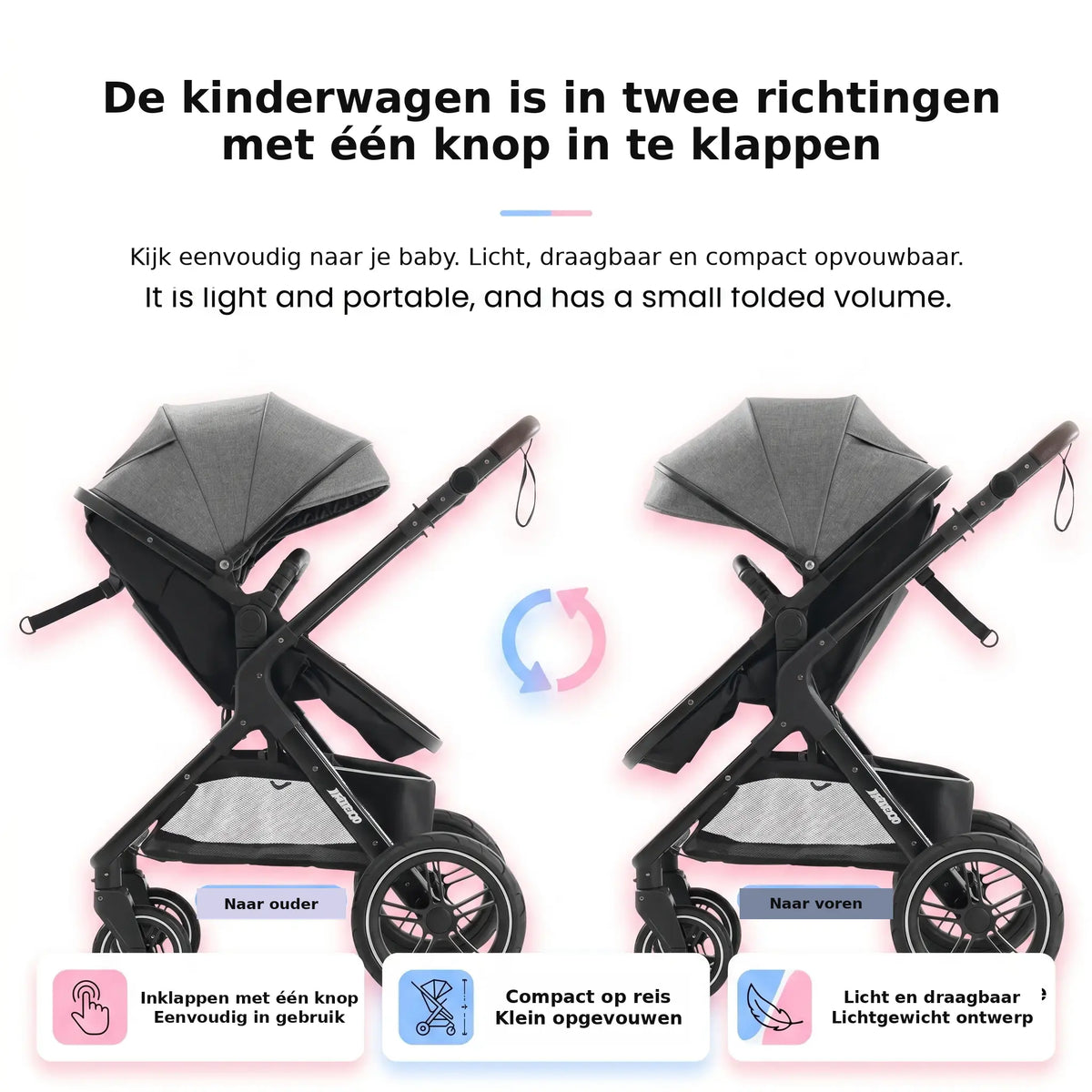 Movebaby™ Luxe 3-in-1 Kinderwagen – Compleet met Accessoires | Verstelbaar, Inklapbaar & Geschikt vanaf Geboorte Movebaby