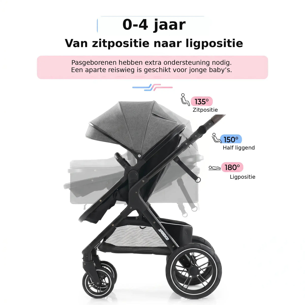 Movebaby™ Luxe 3-in-1 Kinderwagen – Compleet met Accessoires | Verstelbaar, Inklapbaar & Geschikt vanaf Geboorte Movebaby