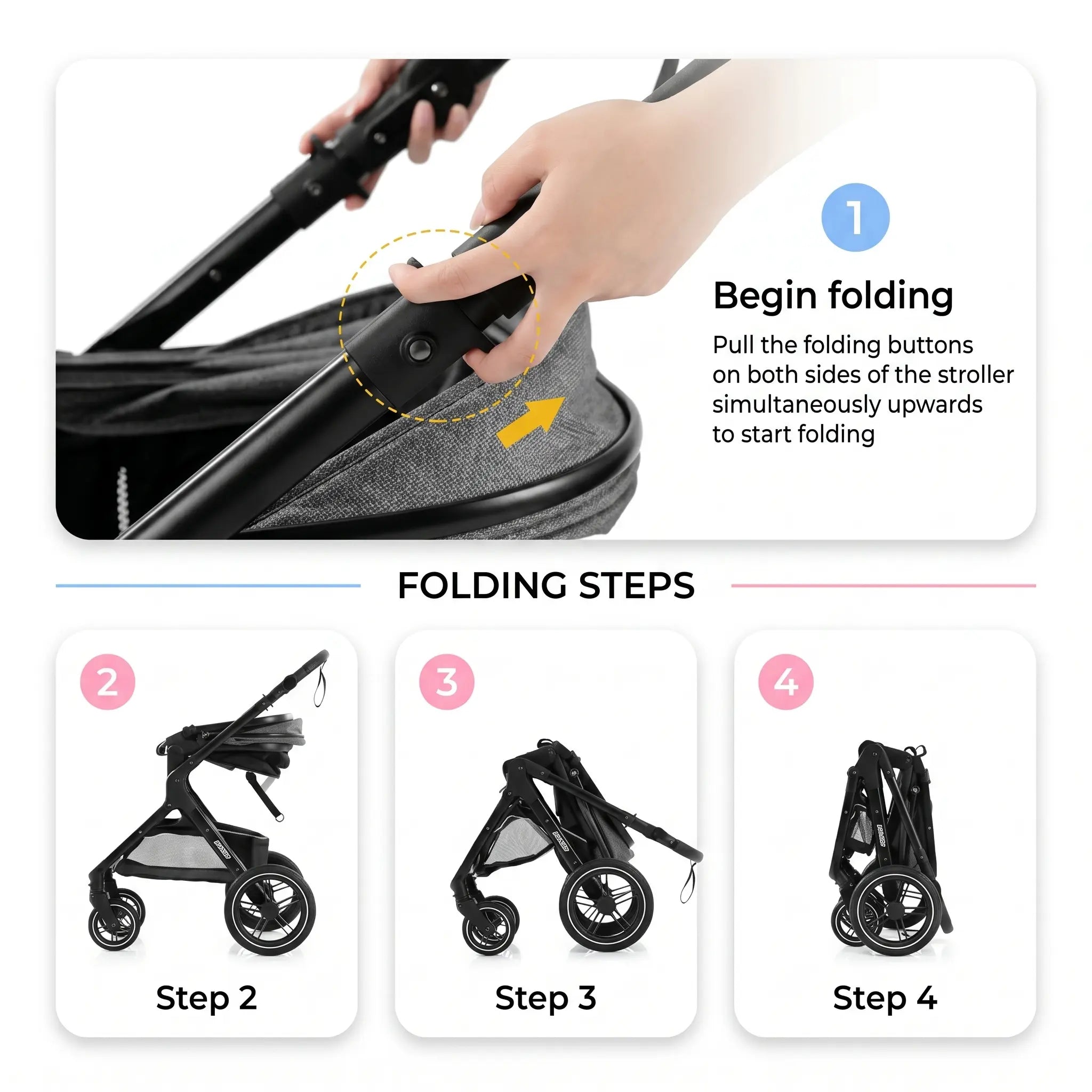 Movebaby™ Luxe 3-in-1 Kinderwagen – Omkeerbaar & Compleet | 9 Accessoires Inbegrepen Movebaby
