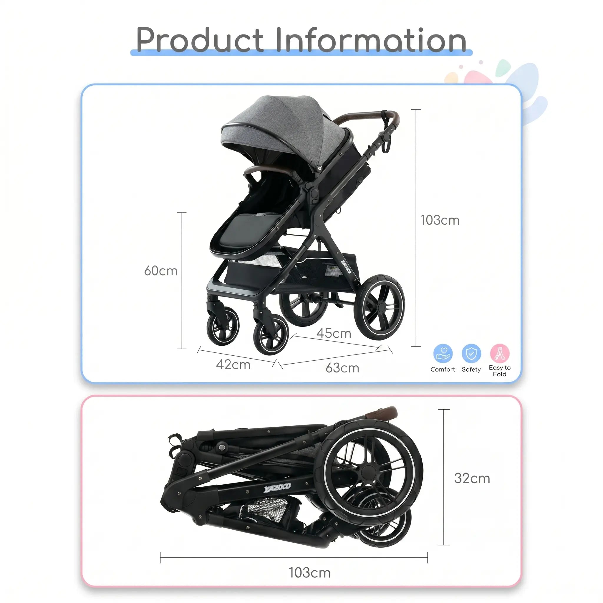 Movebaby™ Luxe 3-in-1 Kinderwagen – Omkeerbaar & Compleet | 9 Accessoires Inbegrepen Movebaby