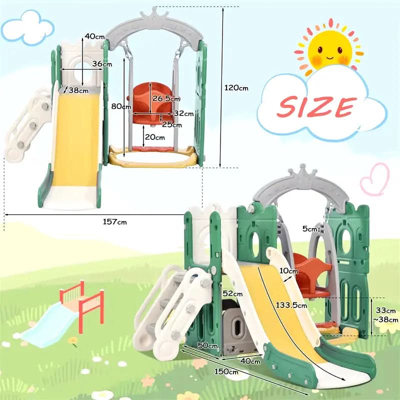Movebaby™ Glij- & Klimspeelgoed | Binnen & Buiten Babyglijbaan met Schommel Movebaby